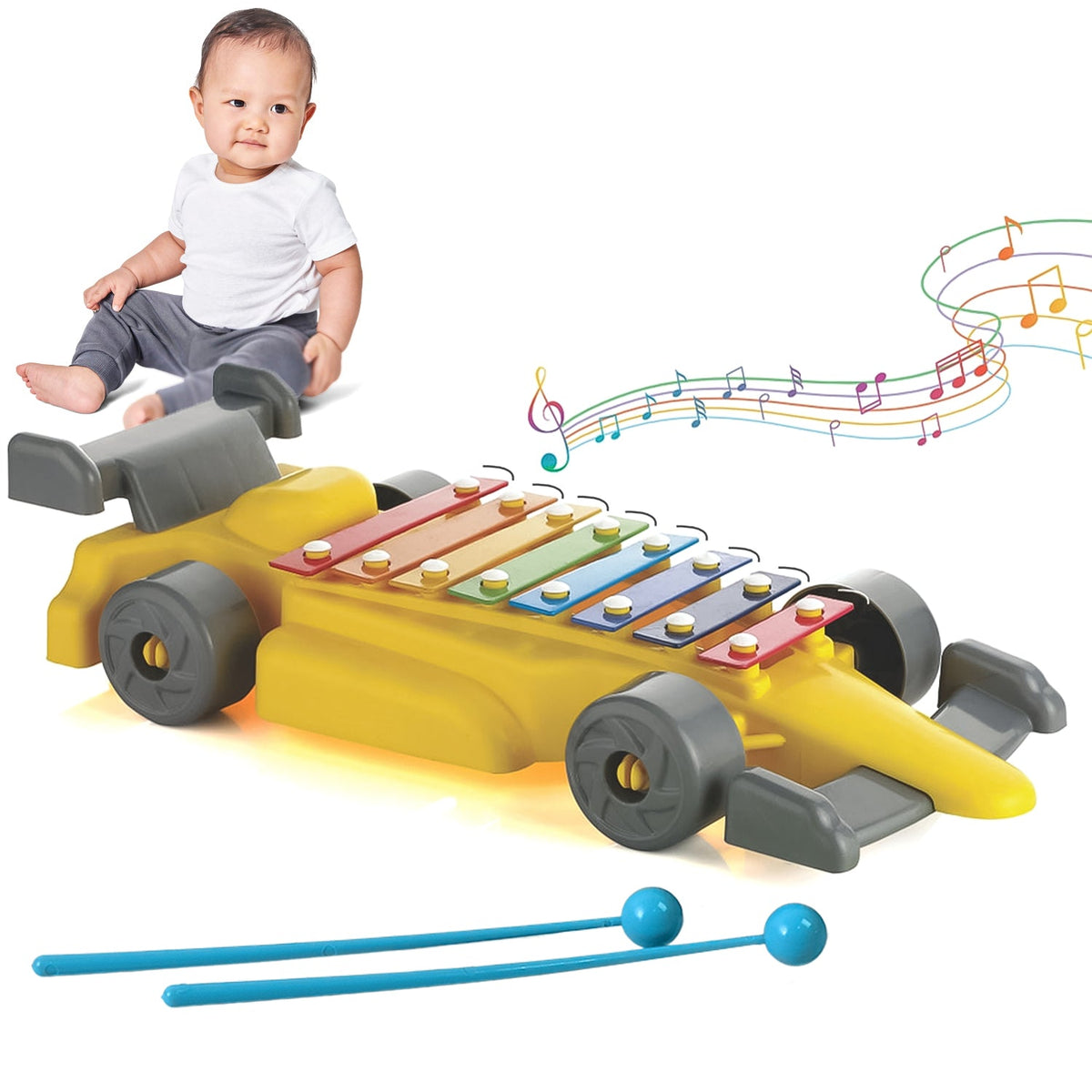 Musical Car Piano Xylophone Toy Plastic Car Xylophone (1 Set)