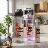 Plastic Water Bottle 3pc Set3  Different Size Bottle High Quality Water Bottle Plastic Water Bottle Bpa-free  Leak-proof  Cartoon Printed Design For Kids School For Fridge Office Sports School Gym Yoga (3 Pc Set)