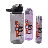 Plastic Water Bottle 3pc Set3  Different Size Bottle High Quality Water Bottle Plastic Water Bottle Bpa-free  Leak-proof  Cartoon Printed Design For Kids School For Fridge Office Sports School Gym Yoga (3 Pc Set)