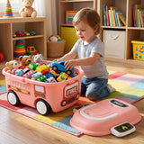 Fire Truck Kids Toy Storage Box With Lid And Wheels For Bedroom (1 Pc)