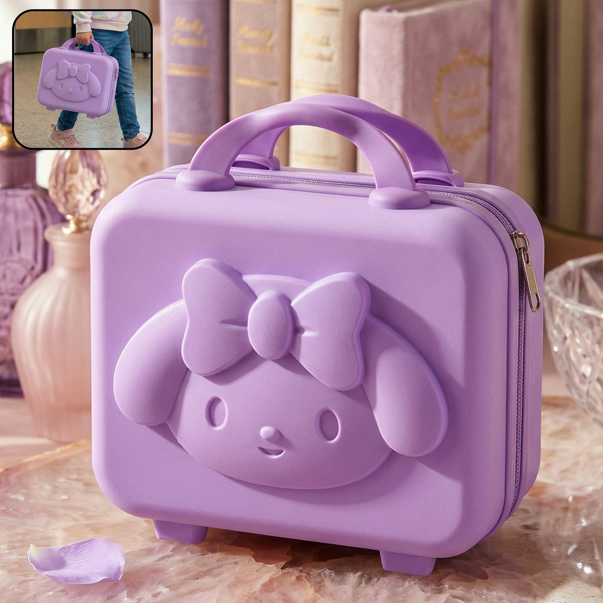 3-digit Number Lock Kids Bear-shaped Hard Shell Storage Carry Case With Handle