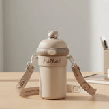 Kids Sipper Water Bottle 450 Ml With Bouncing Straw And Carry Strap (1 Pc)
