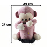 Car Trash Can And Tissue Box Holder Cute Plush Monkey Dustbin Organizer (1 Pc)