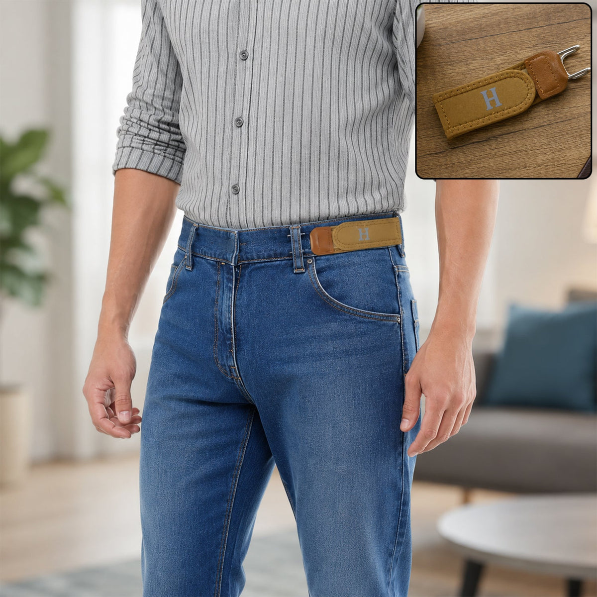 Buckle Less Elastic Belt Invisible Stretch Waist Belt No Bulge Lazy (1 Pc)