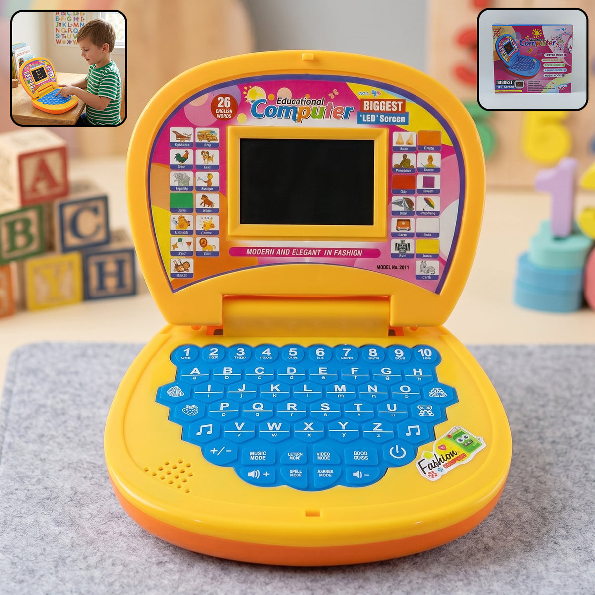 Kids Educational Laptop Learning Toy With Numbers Alphabets Music For Kids (1 Pc)
