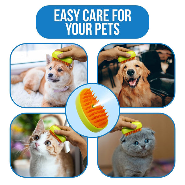 3 In1 Cat Steamy Brush Self Cleaning Steam Cat Brush Cat Steamer Brush For Massage Cat Grooming Brush Pet Hair Removal Comb For Cat And Dog For Removing Tangled And Loose Hair