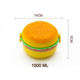 5313 Burger Shape Lunch Box Plastic Lunch Box Food Container Sets Double Layer Lunchbox 1000ml With 2 Spoon Applicable To Kids And Elementary School Students